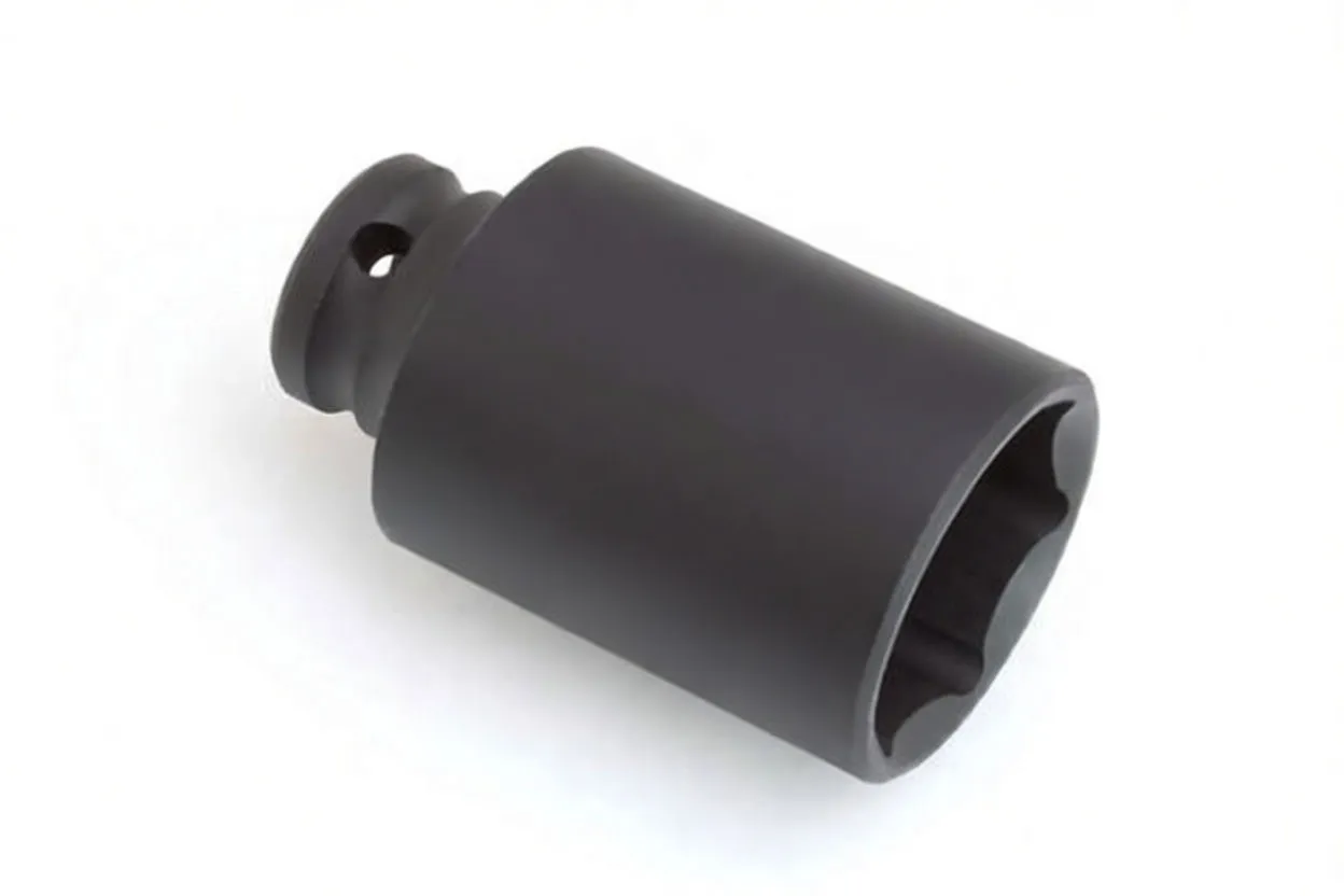 Angled side view of a black 36mm impact socket showing drive end with retaining hole and ASTA 36mm marking.