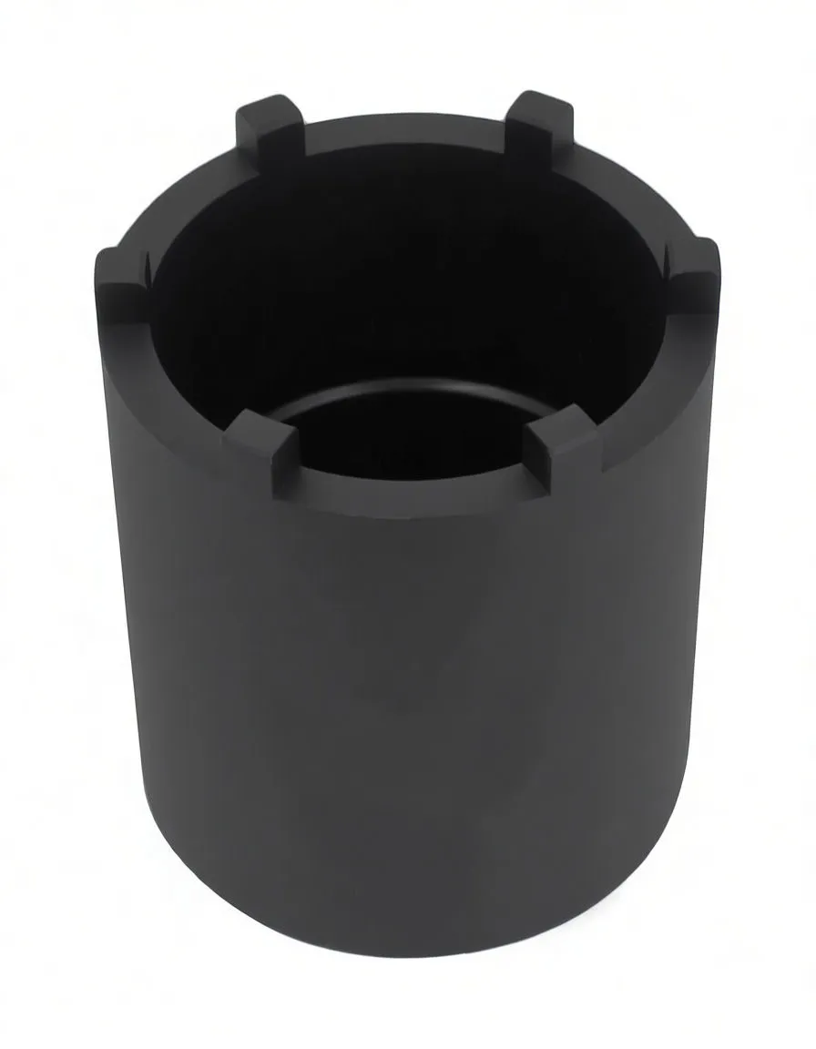 Angled side view of black impact socket showing six teeth and ASTA A-P6TS08 logo