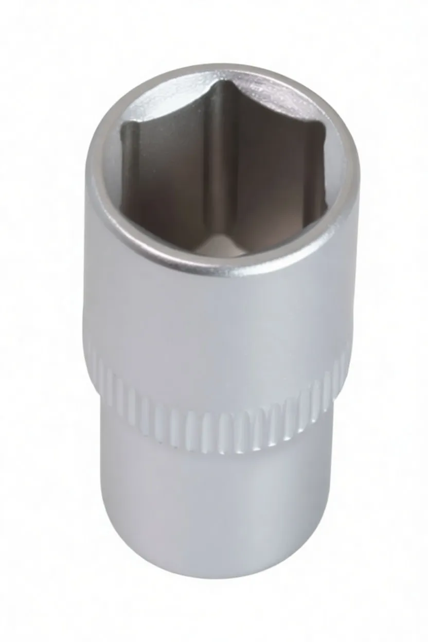 top view into 6-point socket interior with knurled exterior band visible