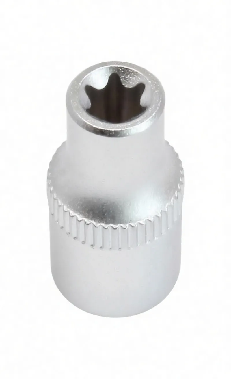 Angled side view of E-type socket with visible knurled band and etched 1/4 marking