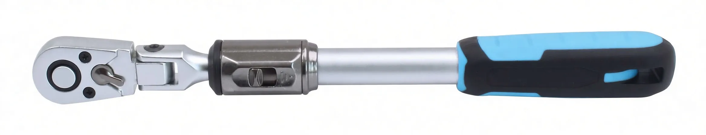 Side view of extended 1/4" reversible ratchet handle with labeled shaft and ASTA grip