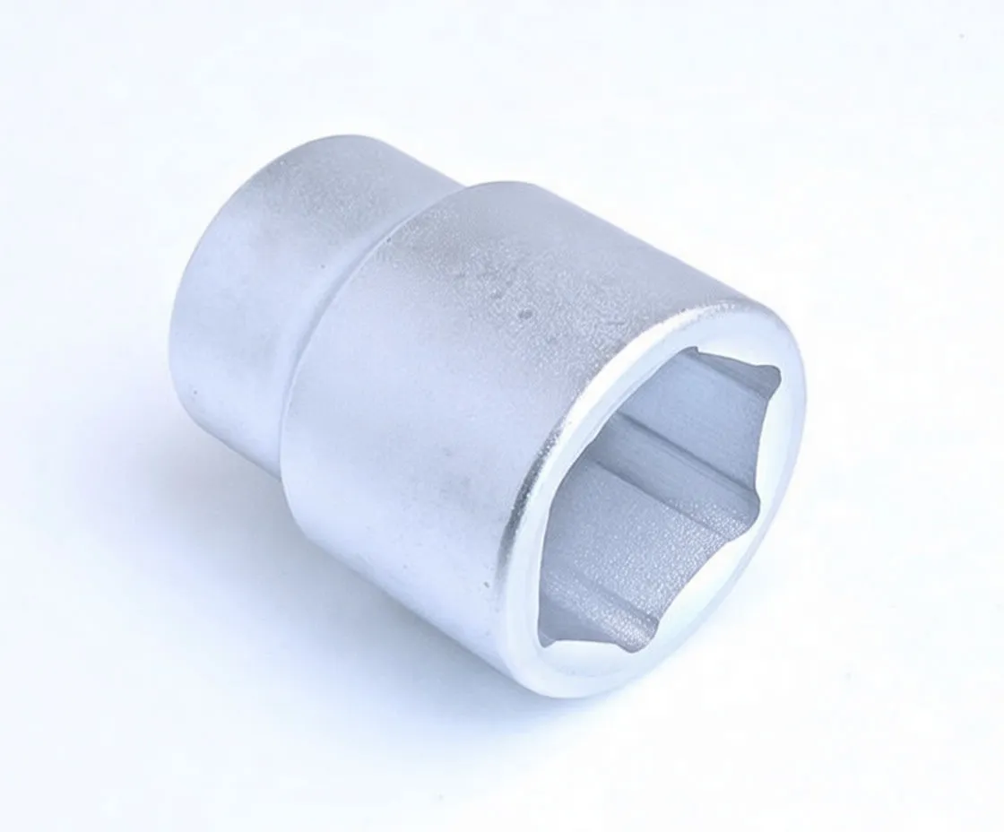 Angled side view of chrome 6-point socket showing ASTA logo and hex interior