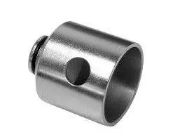 Silver machined cylindrical sleeve with side hole and retaining ring