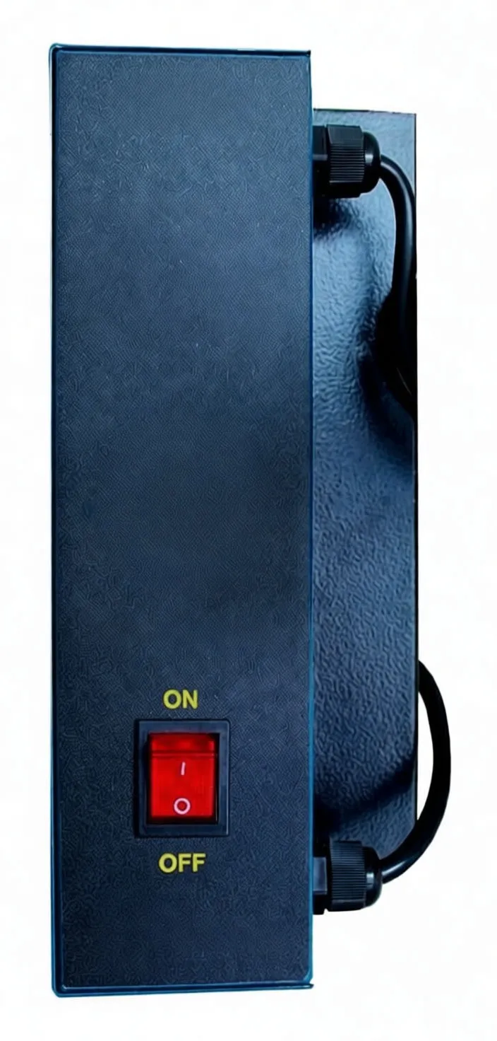 Control panel with saTra logo, time adjust knob, temp-distance chart, on/off switch and ISO9001-2000 marking