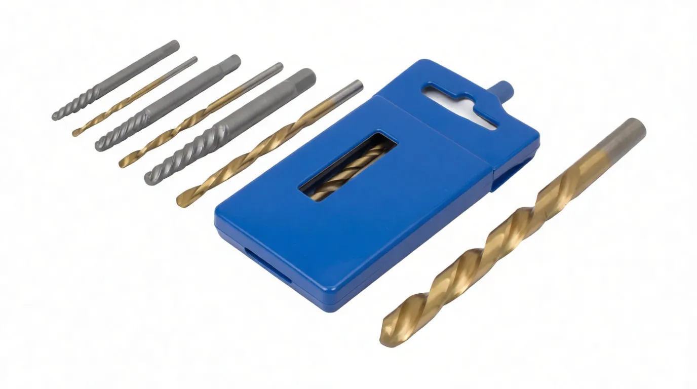 Satra branded 10-piece screw extractor and drill set in blister pack with card backing.