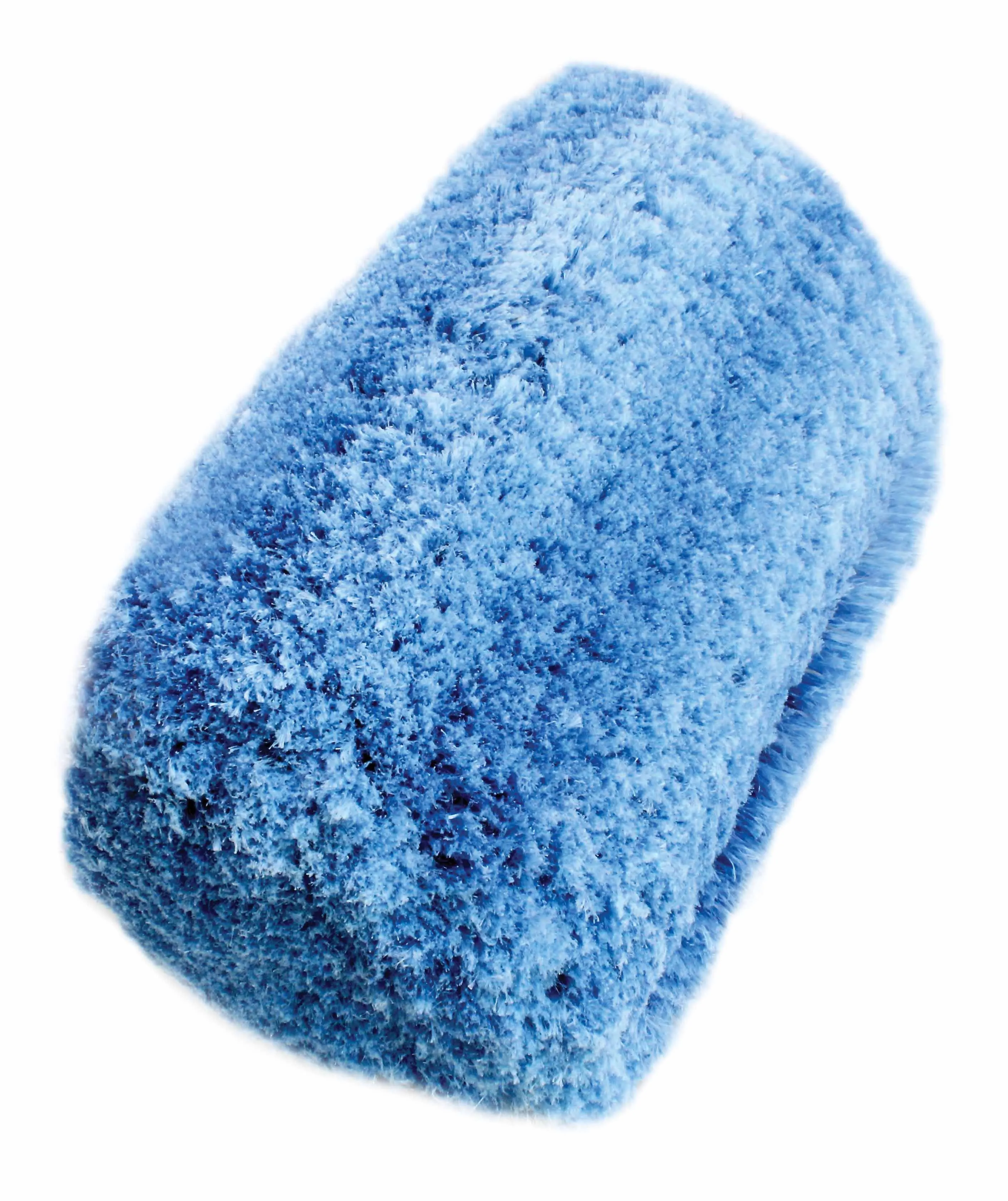 Close-up of plush light-blue microfiber pad side of the brush head