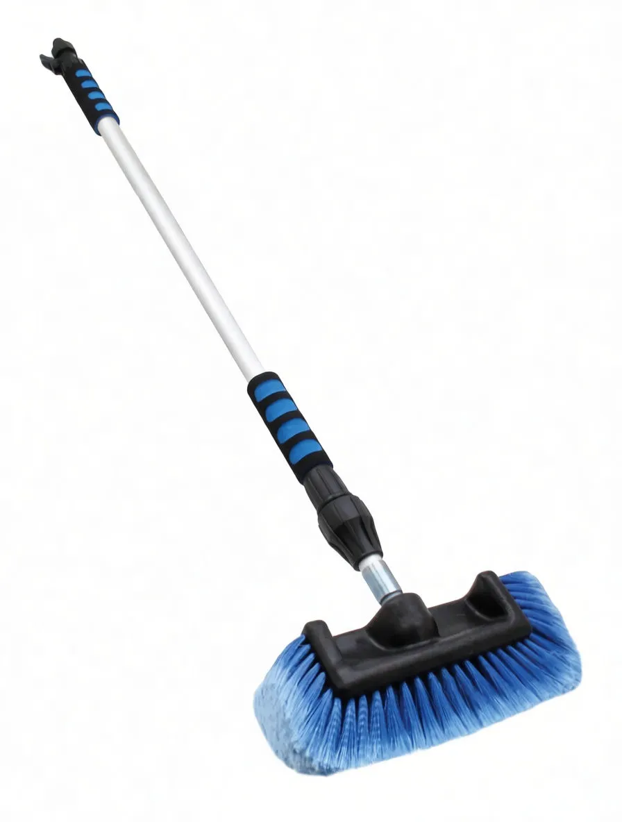 Close-up of black plastic water control valve with ON/OFF markings and quick-connect hose fitting