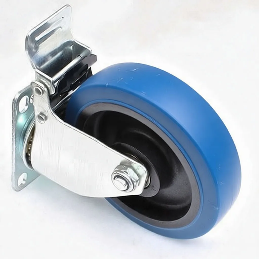 European-Style Swivel Caster with Brake, 125mm TPR Wheel, 100kg Load Capacity