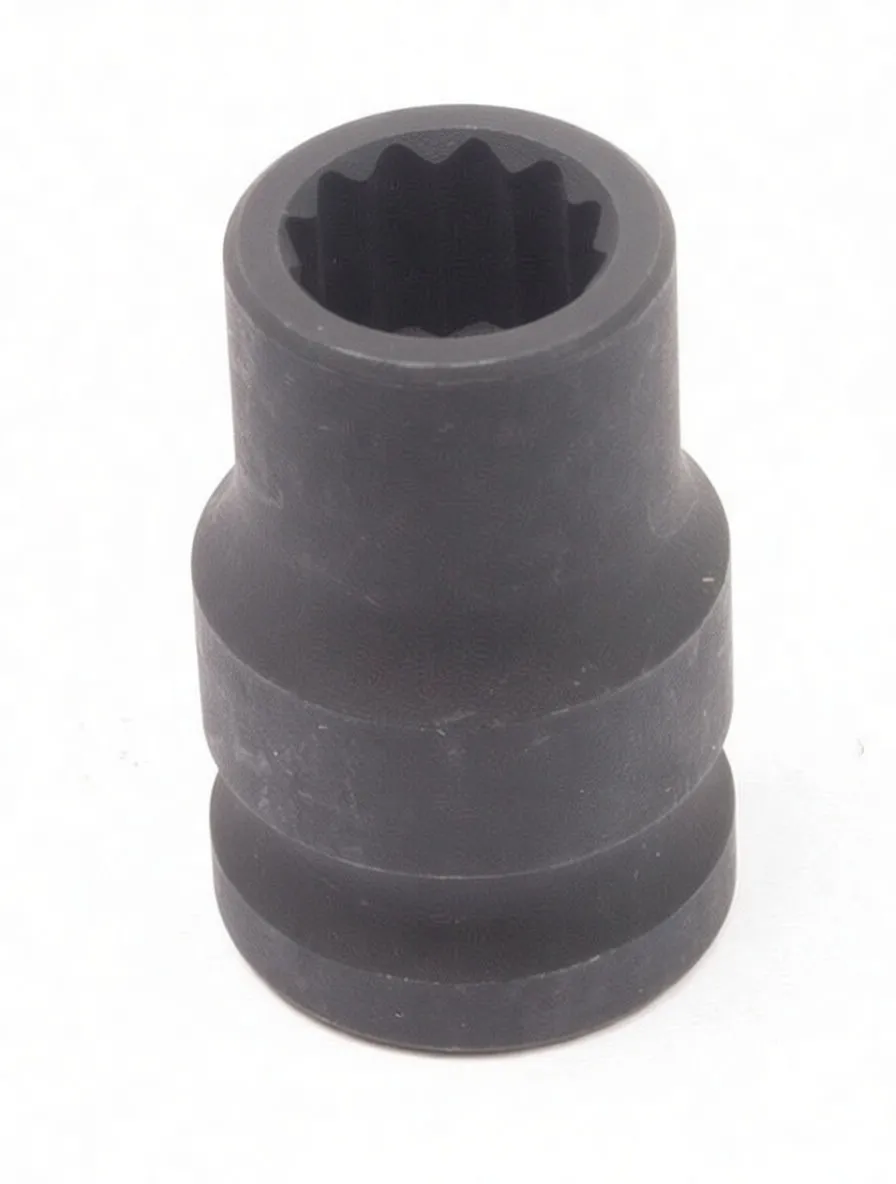 Socket showing 1/2 inch drive square recess, 12-point end and stamped 12mm CR-MO markings