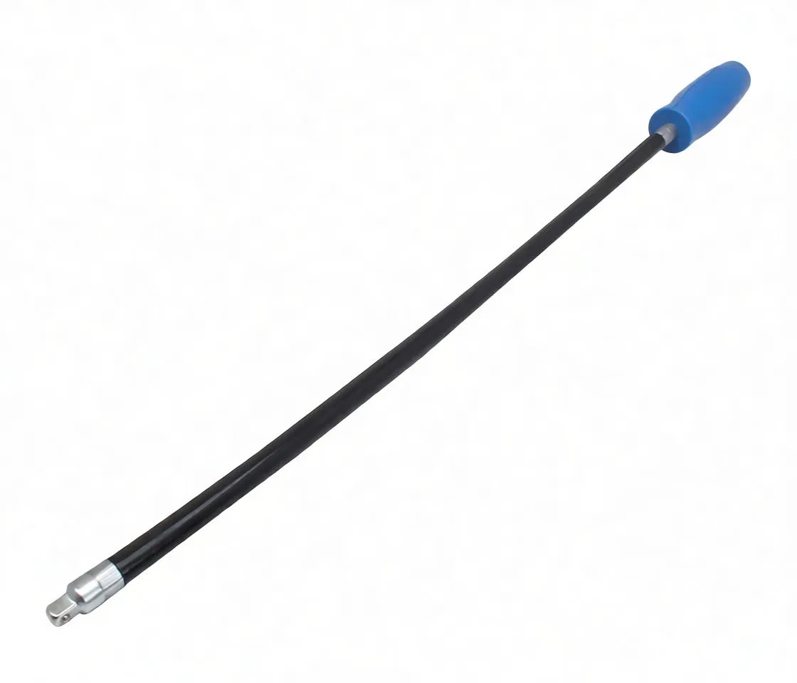 Flex shaft showing square drive connector and blue-black handle