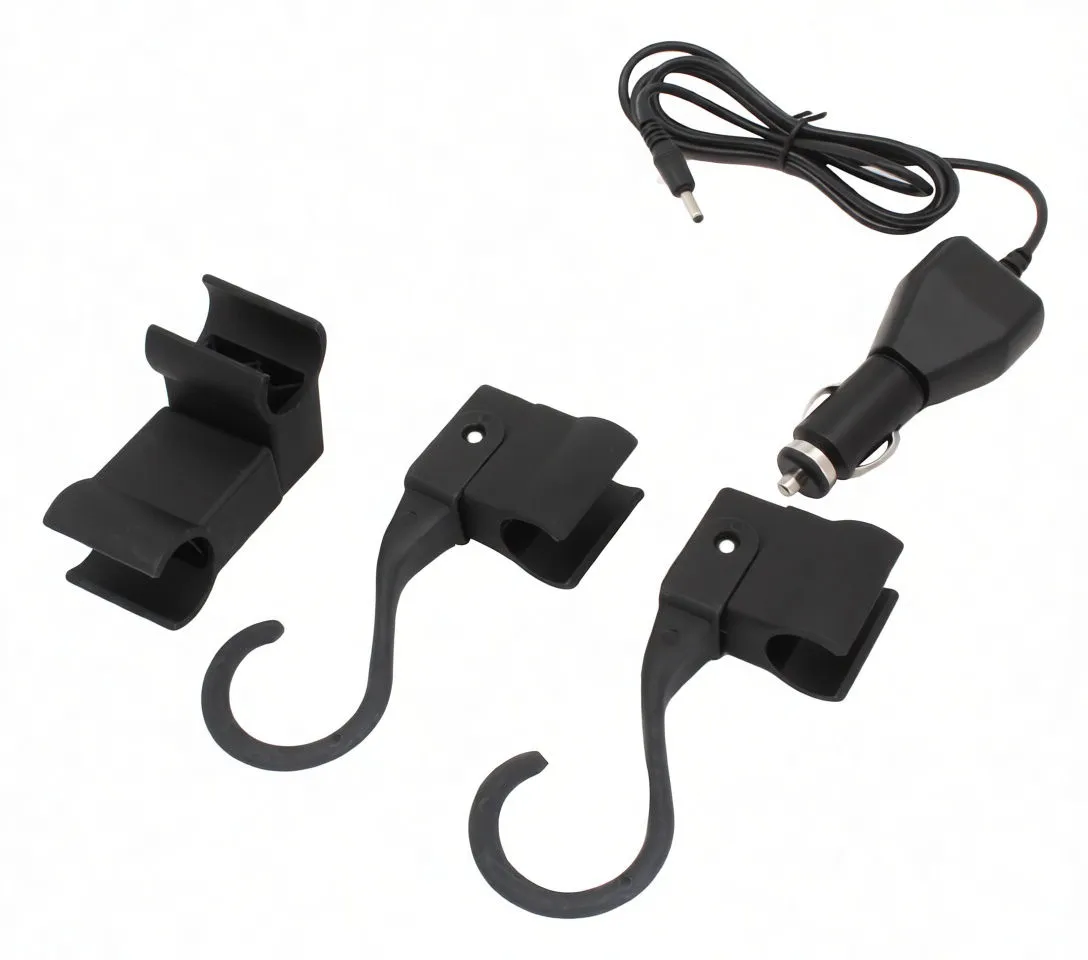 Black EU plug battery charger with cable and barrel connector