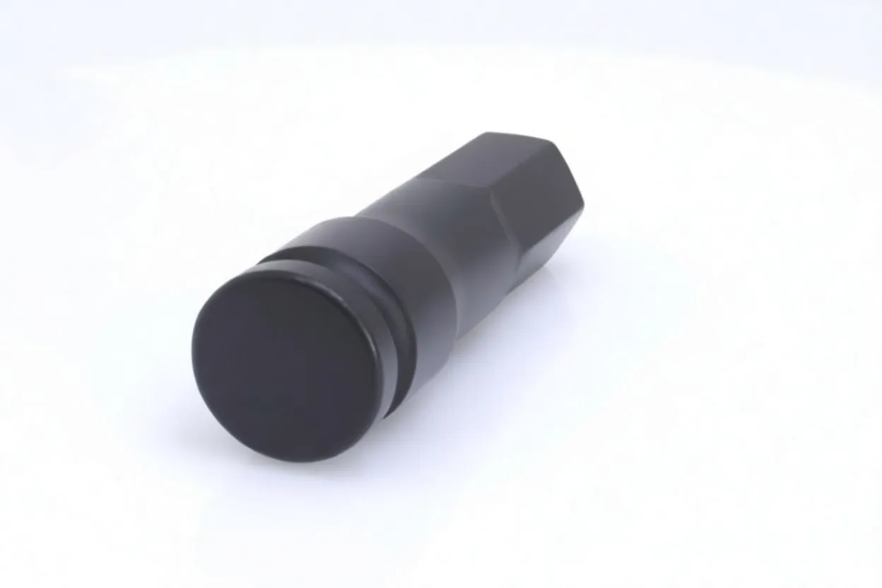 Front view of black impact Allen socket showing 1/2 inch square drive recess and long hexagonal shank