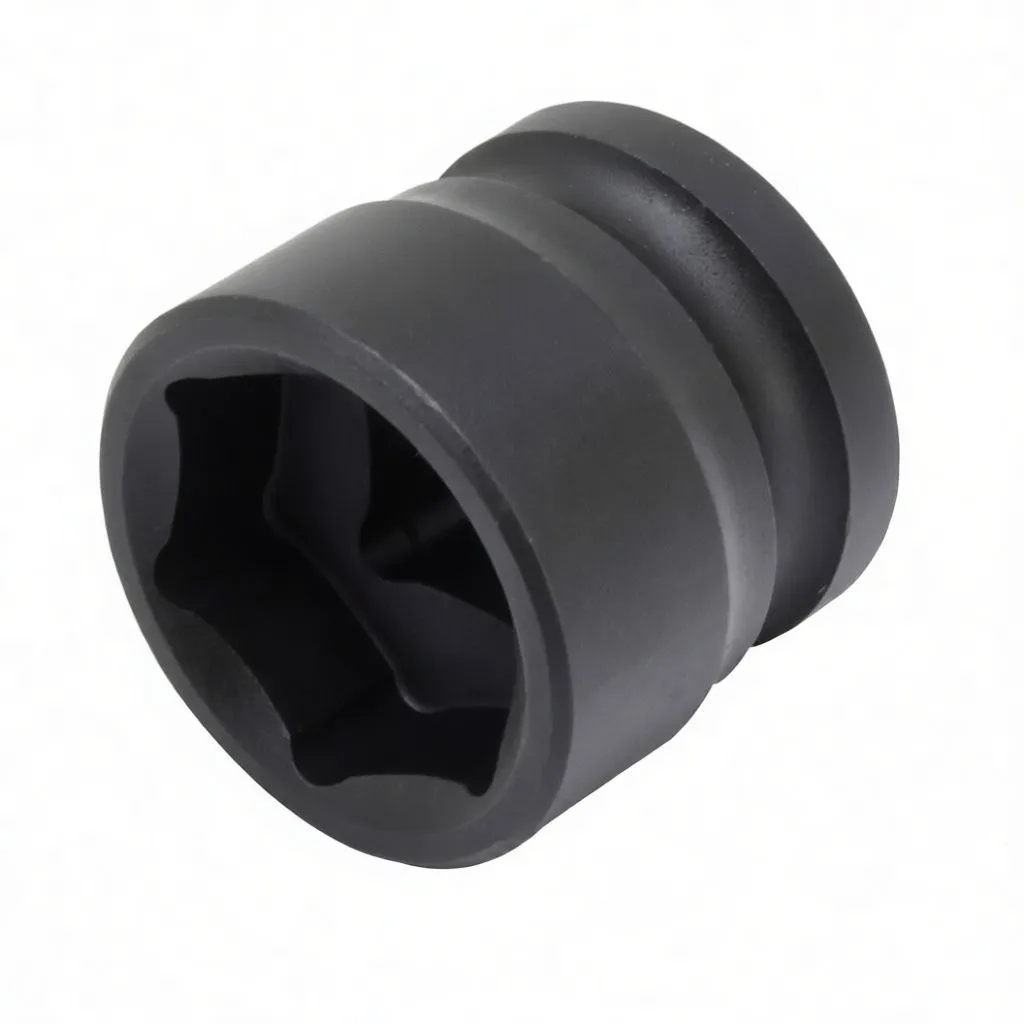 Top view into a dark ASTA 6-point impact socket showing internal hex profile and 'ASTA CR-MO 22mm' marking