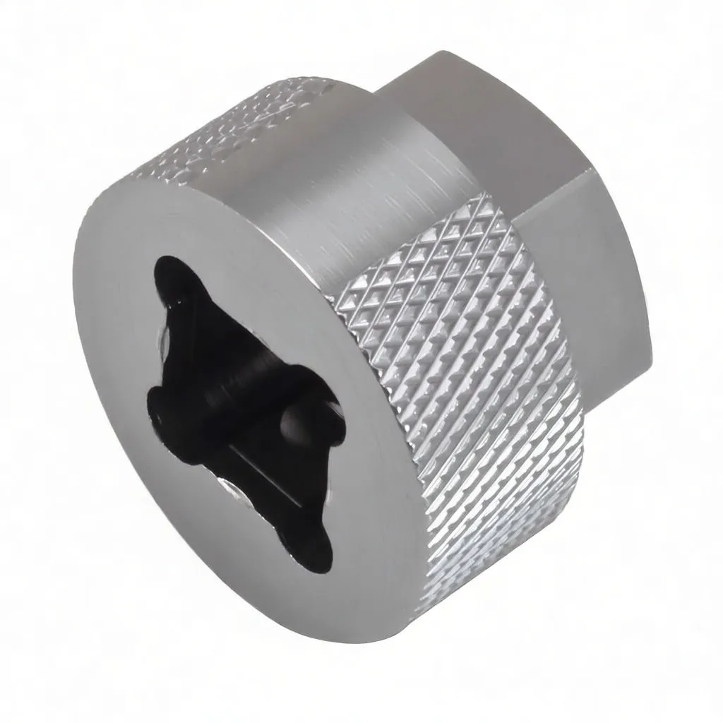 Angled side view of knurled silver hex tool with ASTA A-MK727 text