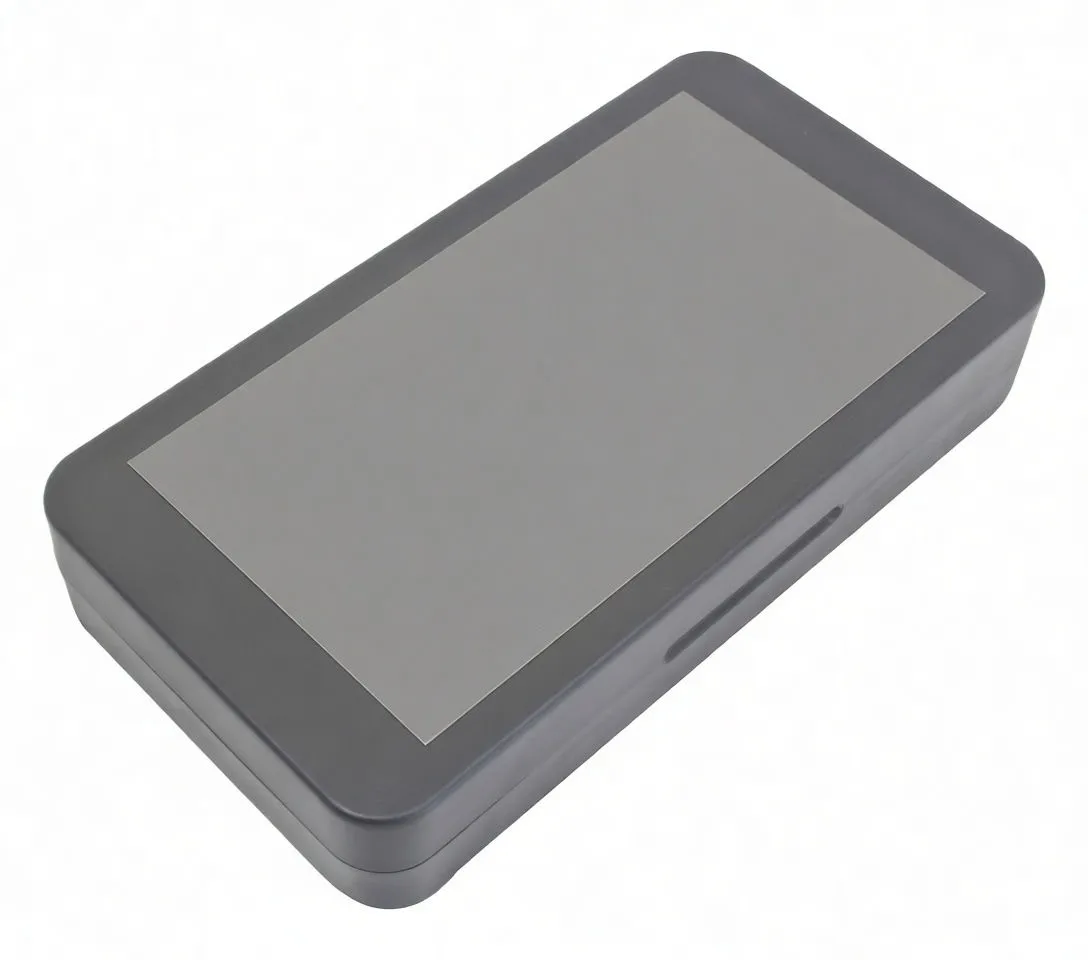 Closed dark-gray case of 26-piece precision screwdriver set with blue/black label showing brand, '26 pcs', barcode and QR code.