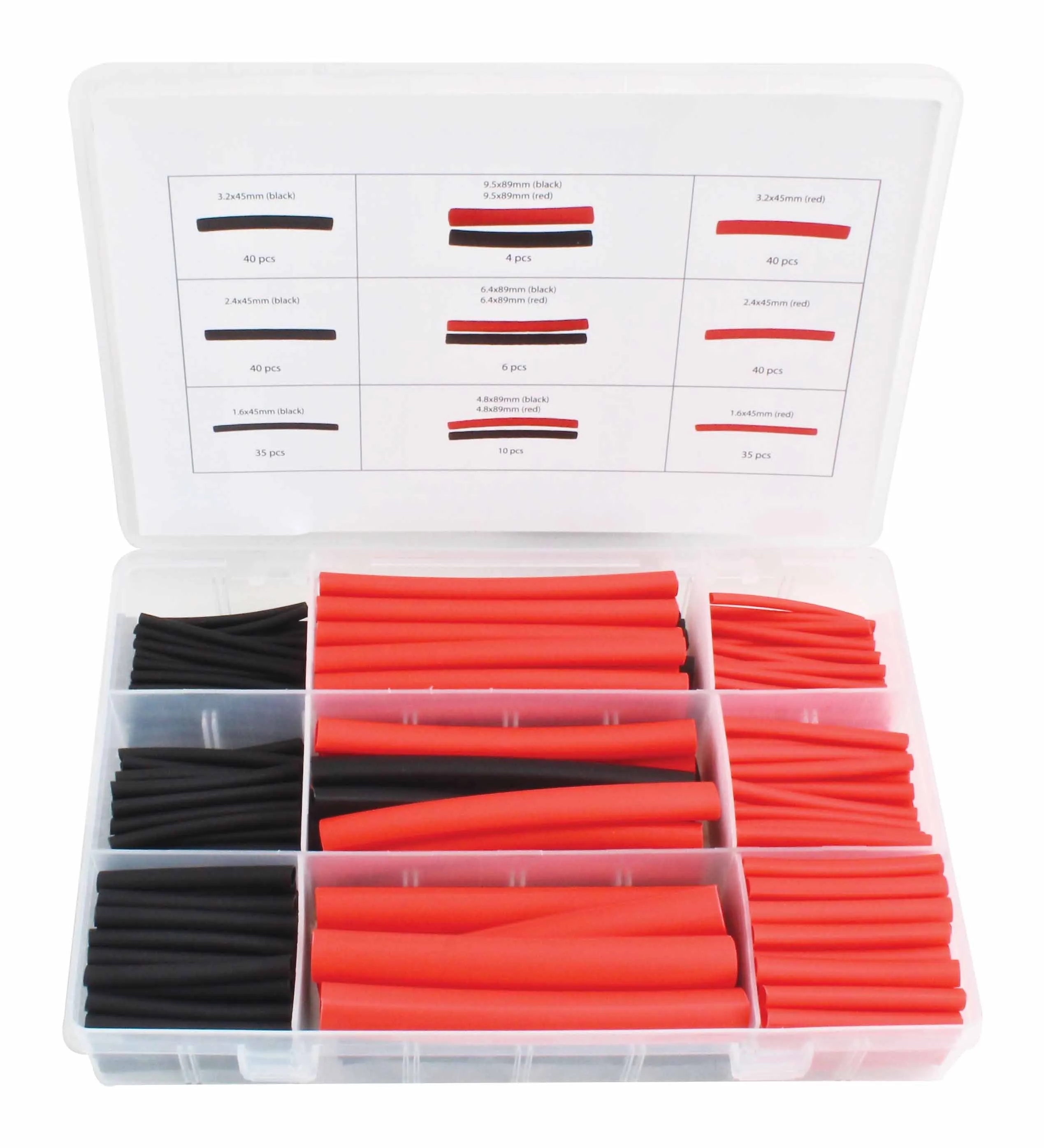 270-Piece Heat Shrink Tube Assortment Set, Black and Red, Multiple Diameters