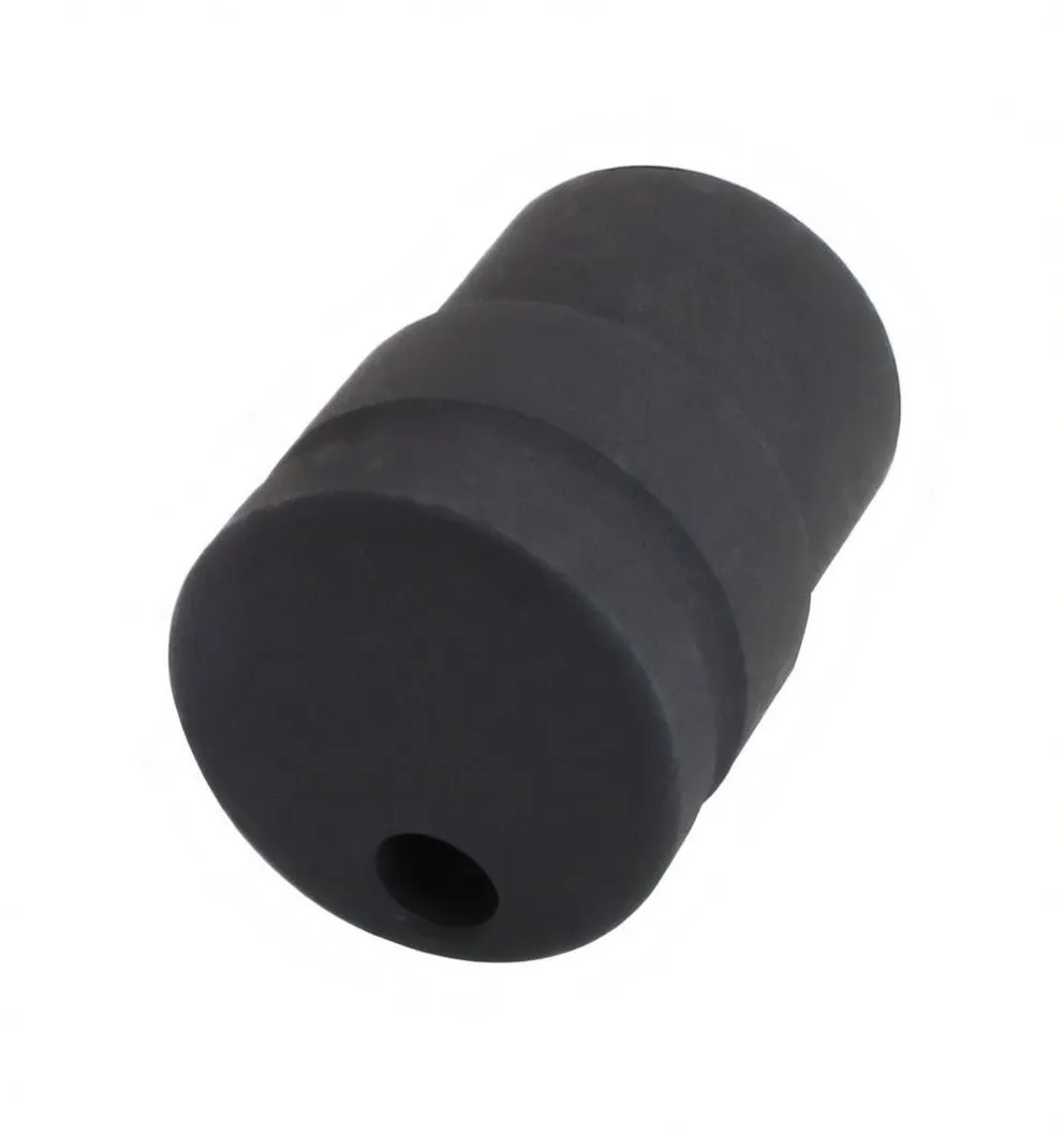 Top view into 6-point interior of black ASTA short impact socket showing logo and retention hole