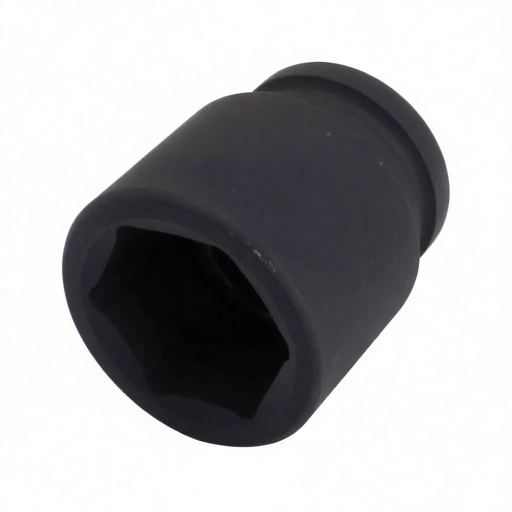 Side angle of a black impact socket showing six-point hex opening, ASTA logo on the side and drive-end retaining groove.