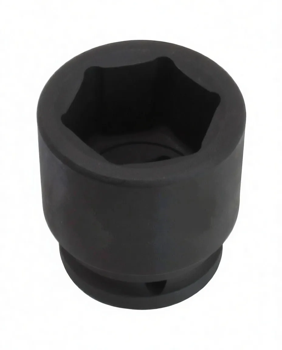 Black impact socket with visible hex opening and ASTA logo, showing retaining groove and square drive end