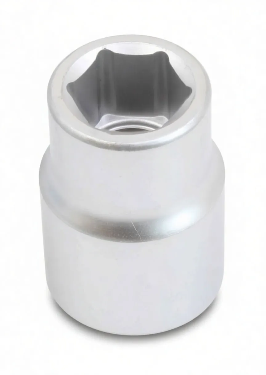 Angled side view of chrome 6-point socket with ASTA marking