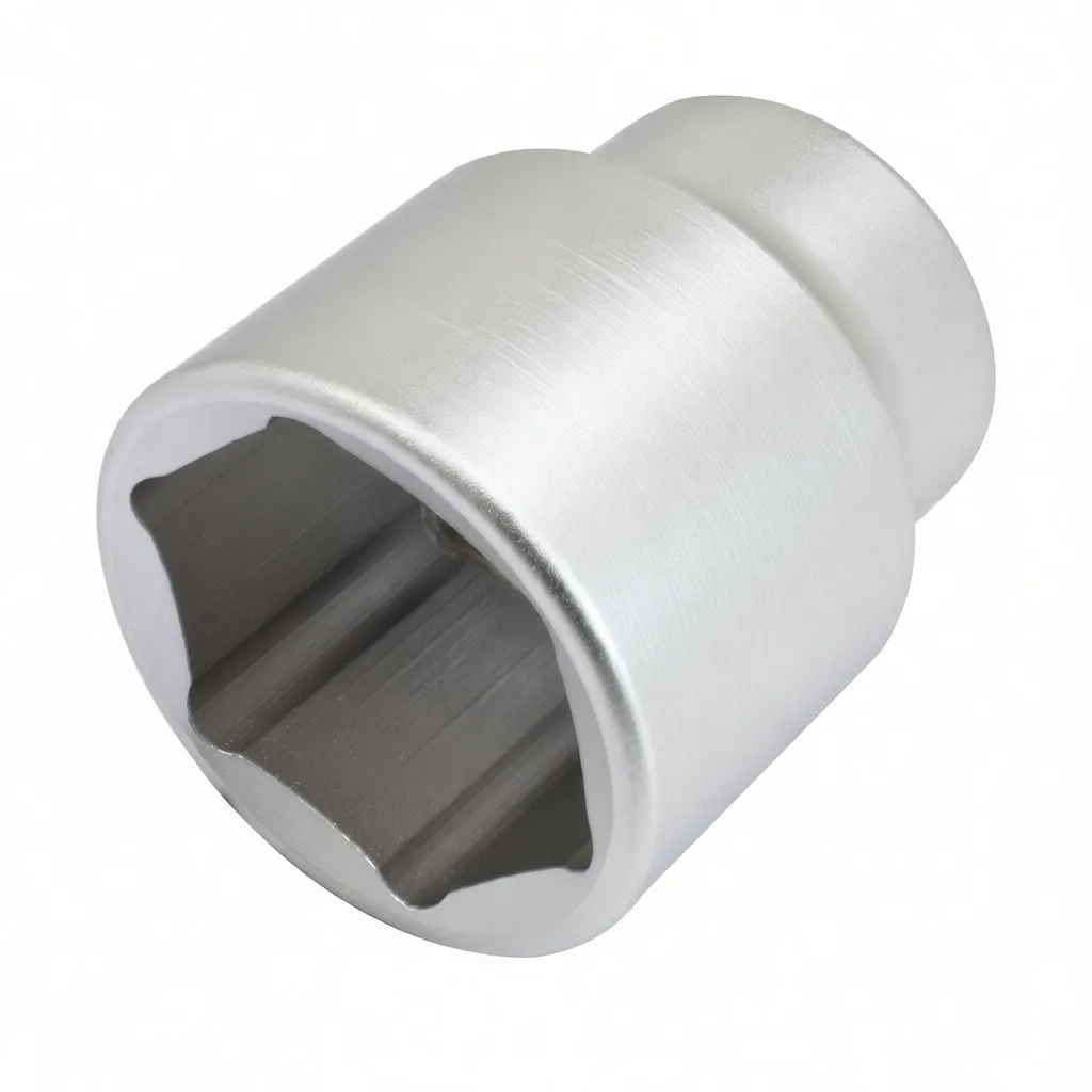 Angled view of a large 6‑point socket showing the deep hex cavity, machining lines inside and ASTA logo on the outer surface.