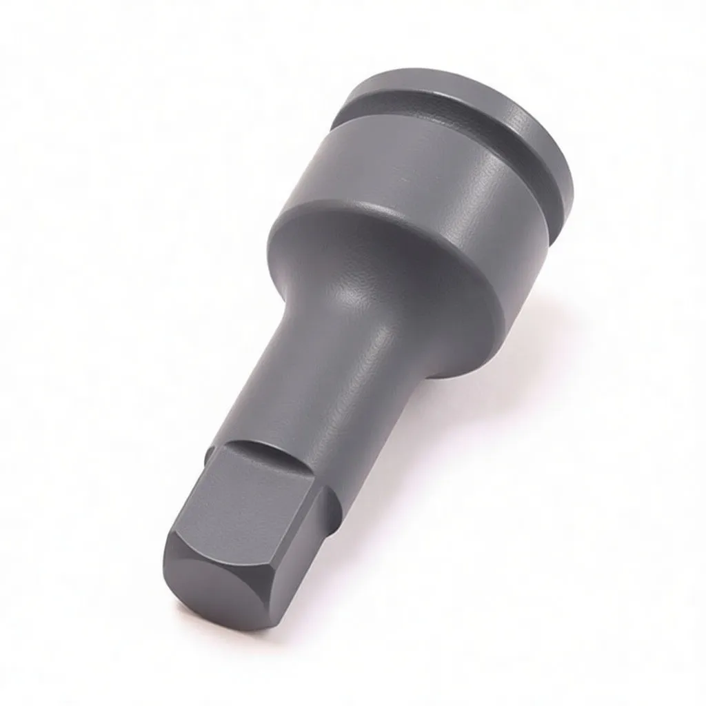 Oblique view of the extension bar highlighting the male drive end with pin hole and stamped collar text indicating chrome/molybdenum material.