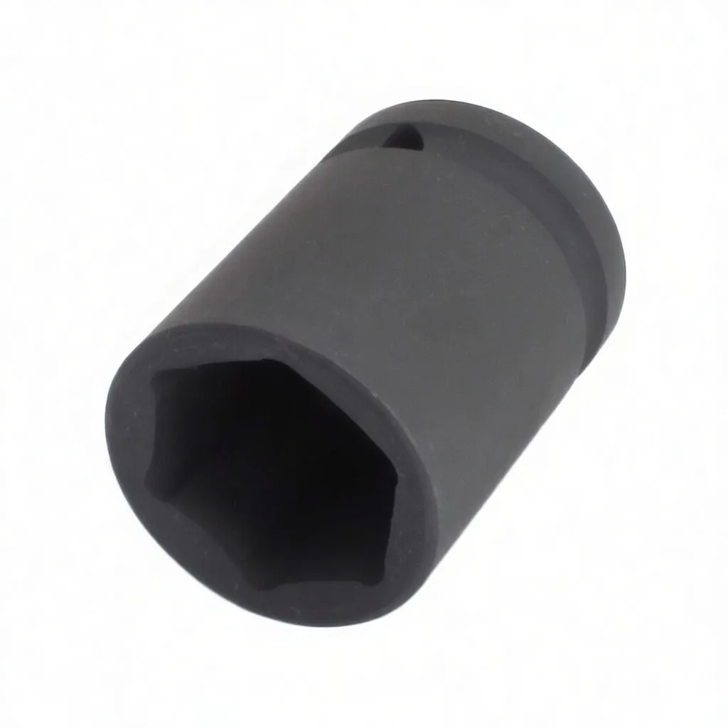 Angled shot of impact socket showing hex interior, ASTA logo, groove and detent hole