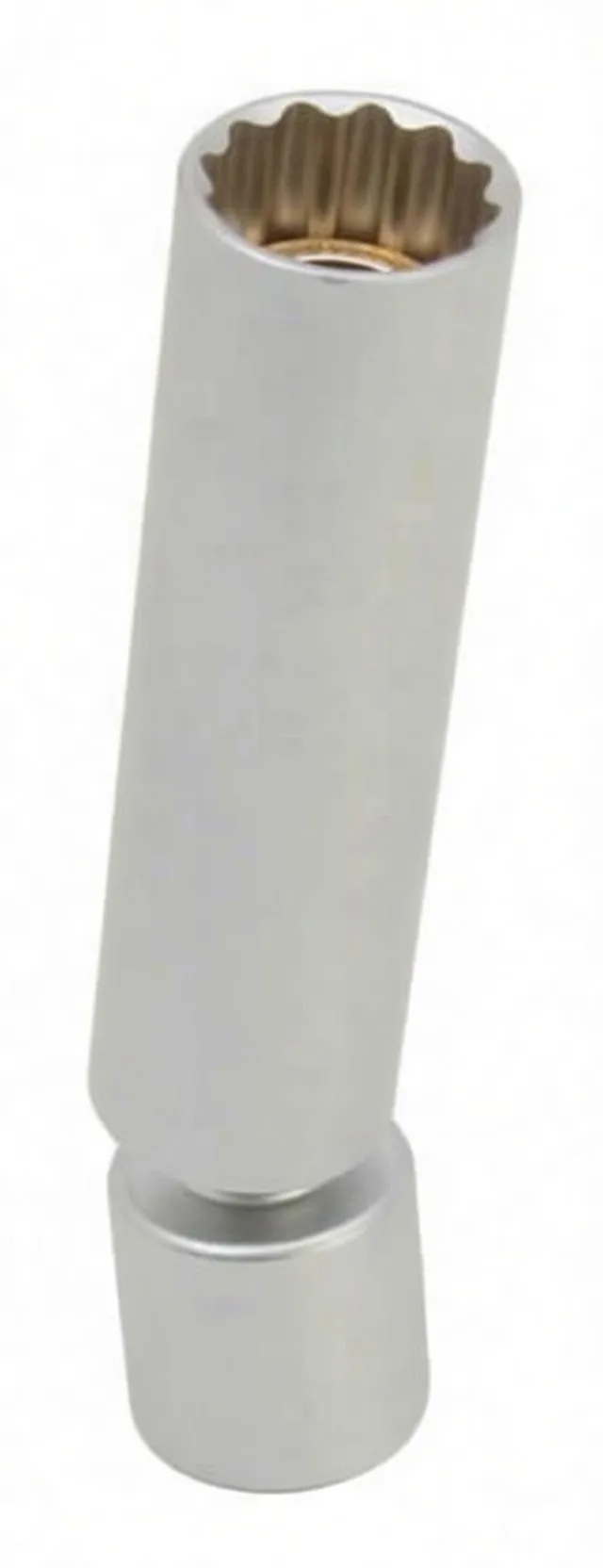 Tilted full-length image of ASTA A-SSP14 swivel spark plug socket with 12-point interior and chrome vanadium stamping