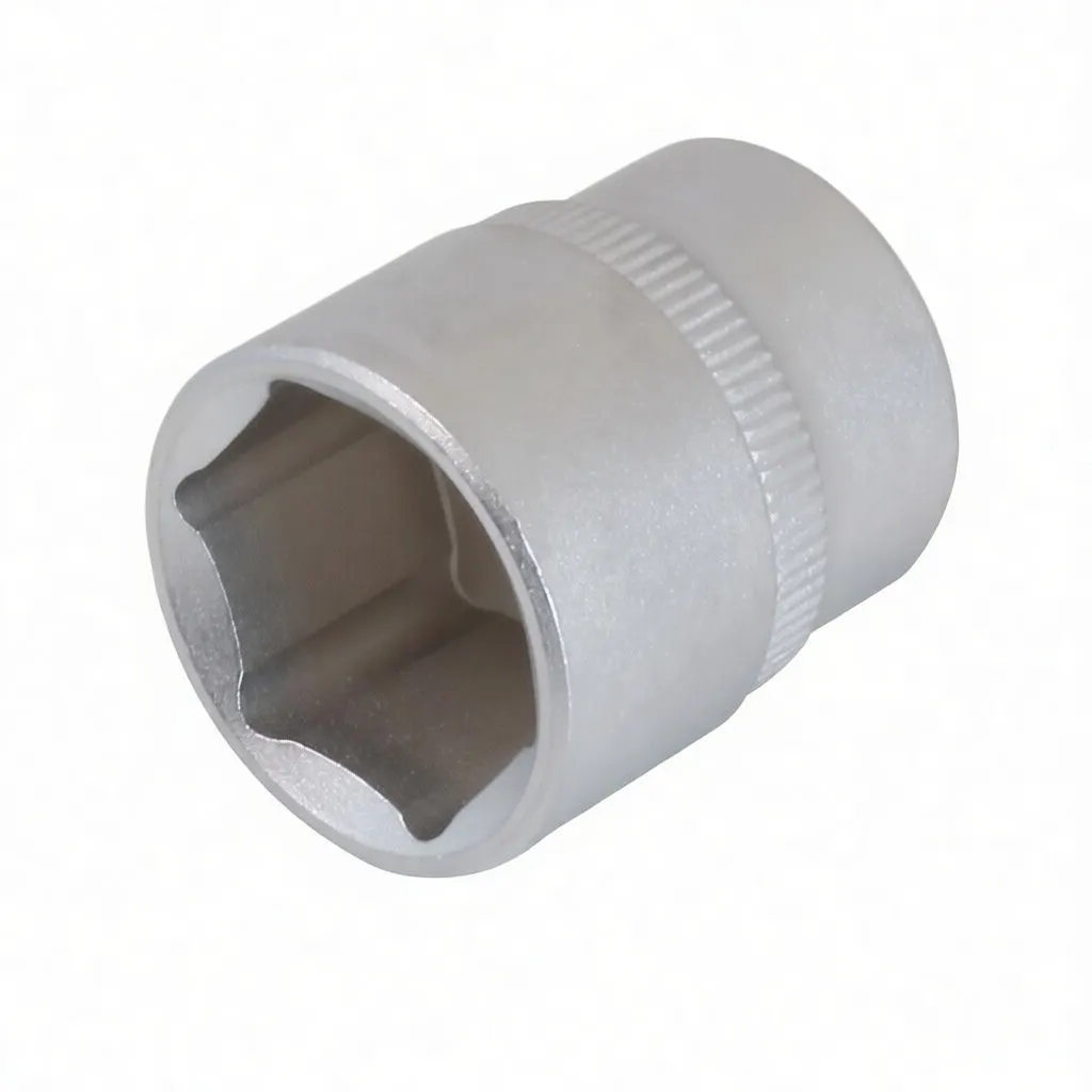 socket showing square 3/8-inch drive recess, knurled band and side logo