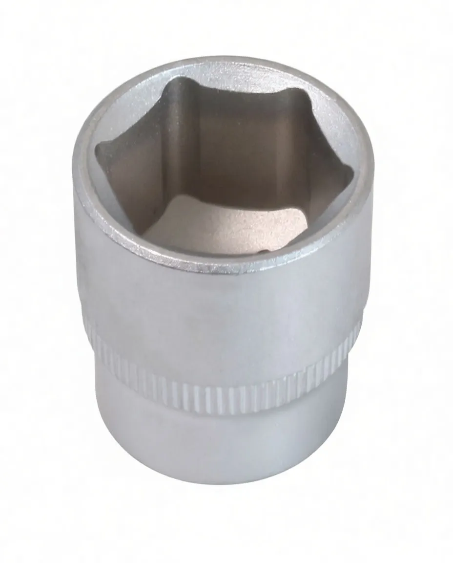 top view into 6-point socket showing internal hex profile, knurled band and brand marking