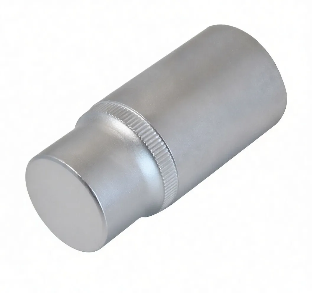 Top view into deep 6-point socket showing internal hex profile and knurled band