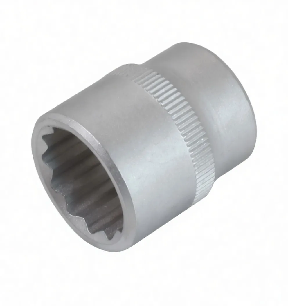 Side/angled view of the socket showing 12-point interior and knurled grip band