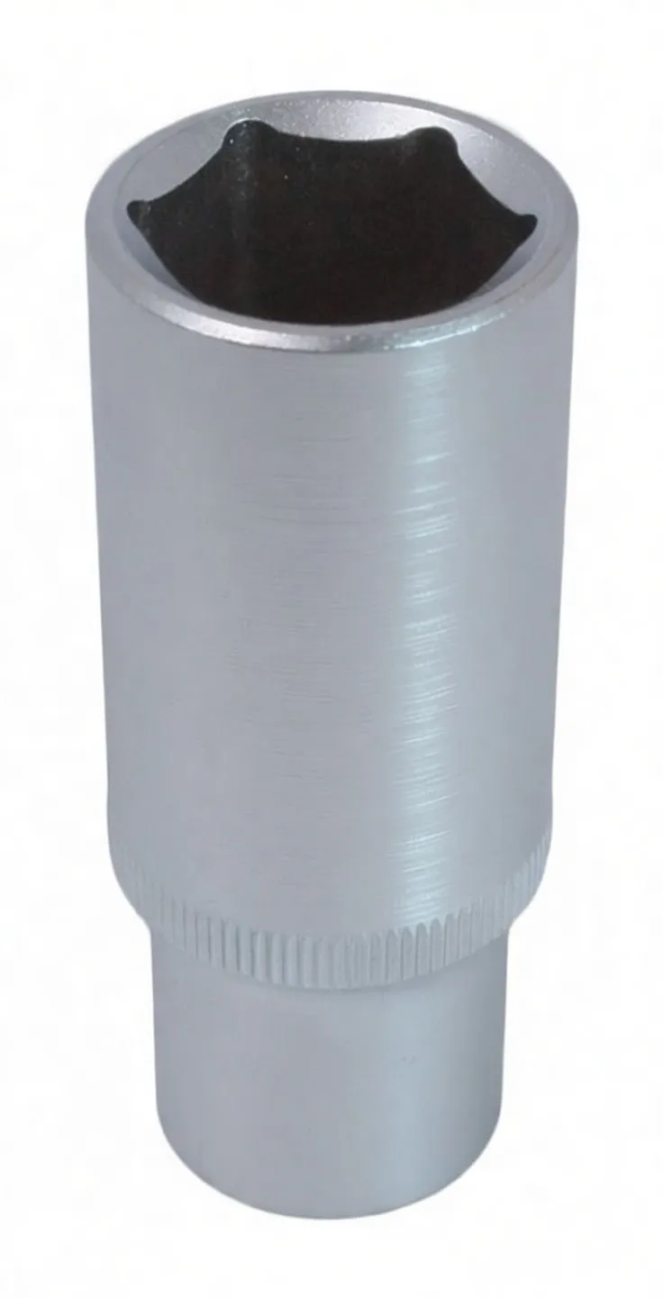 Angled thumbnail of long 6-point socket showing square drive recess