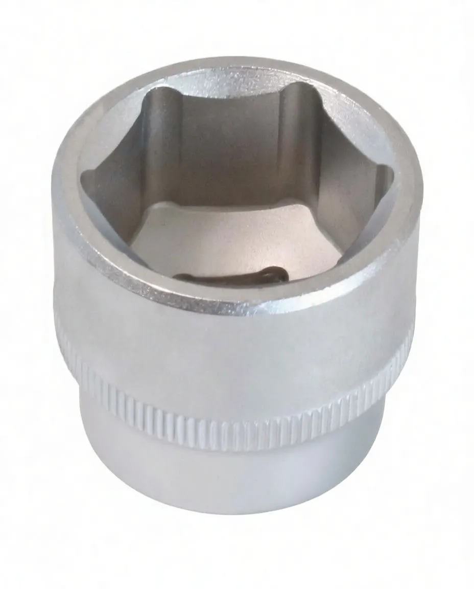 Top view into 6-point socket interior and knurled exterior band