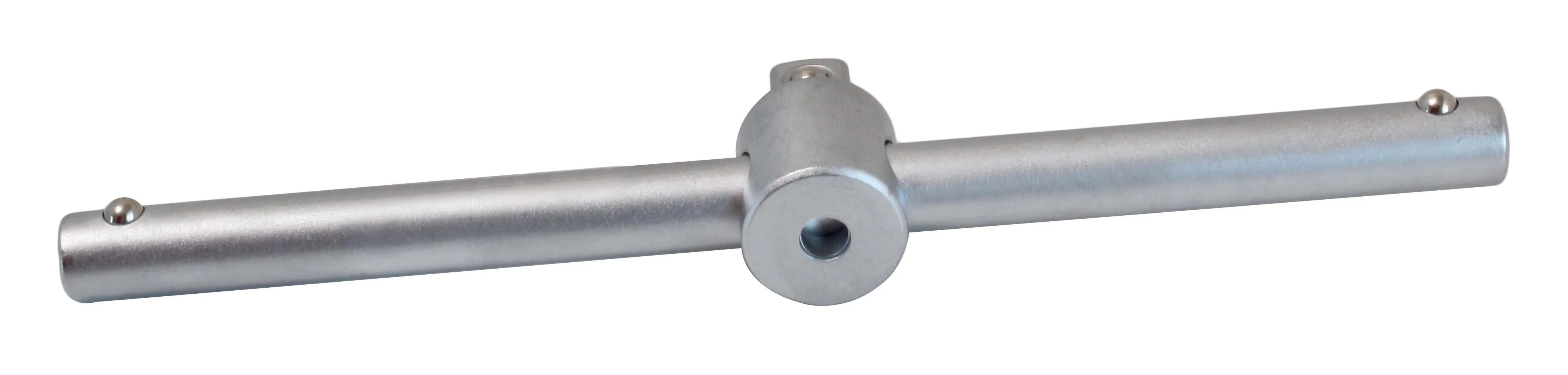 Front view of T-shaped swivel handle with central collar, square drive and end ball detents