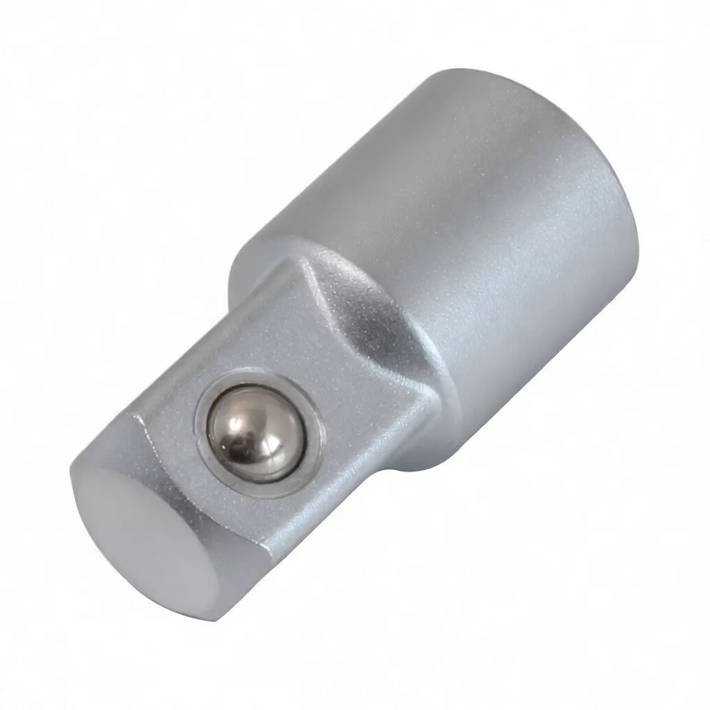 Angled shot of adapter showing female socket opening, brand engraving and detent ball