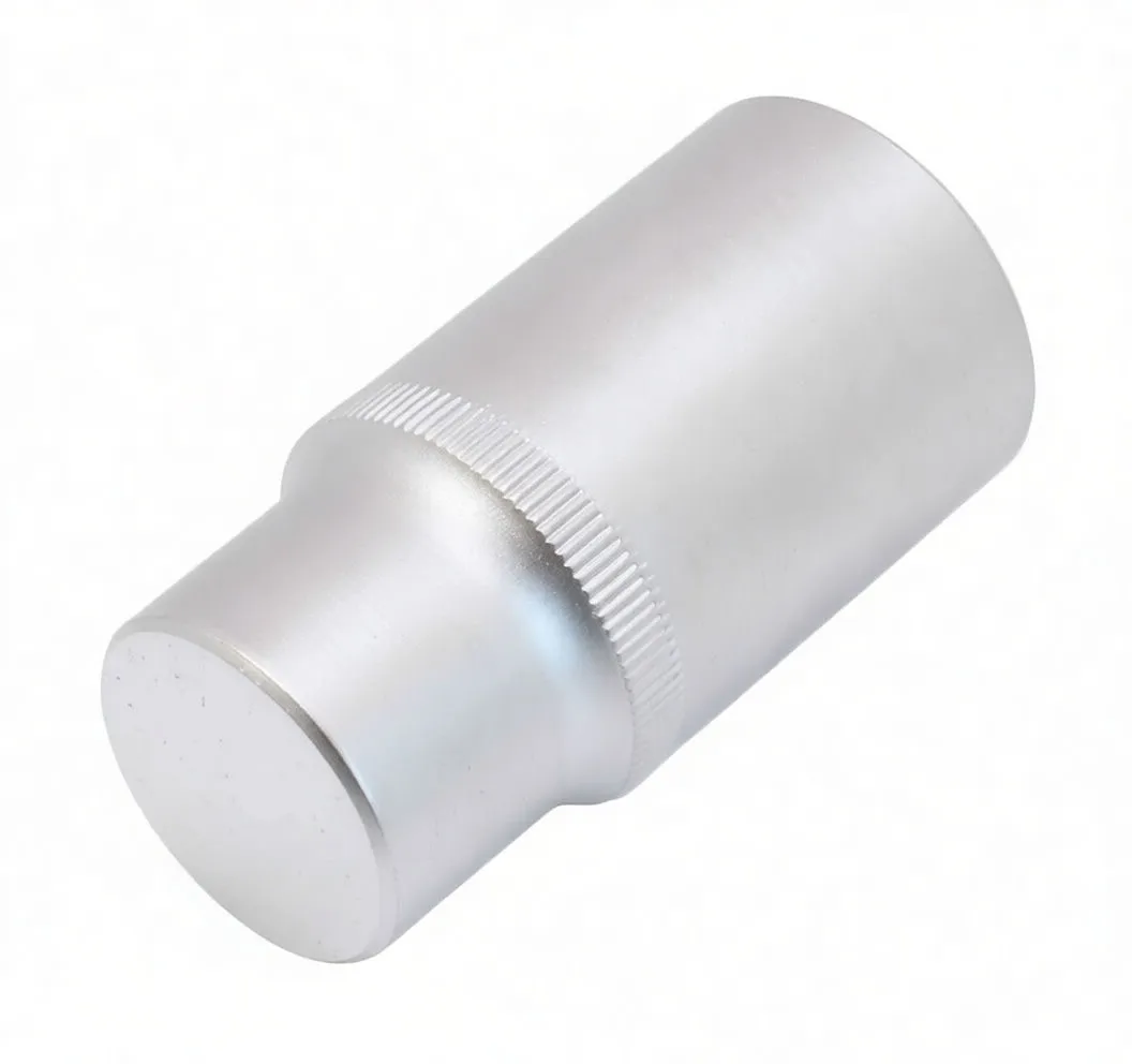 Top view down into a 12‑point 23mm socket showing internal lobes and stamped size on the base