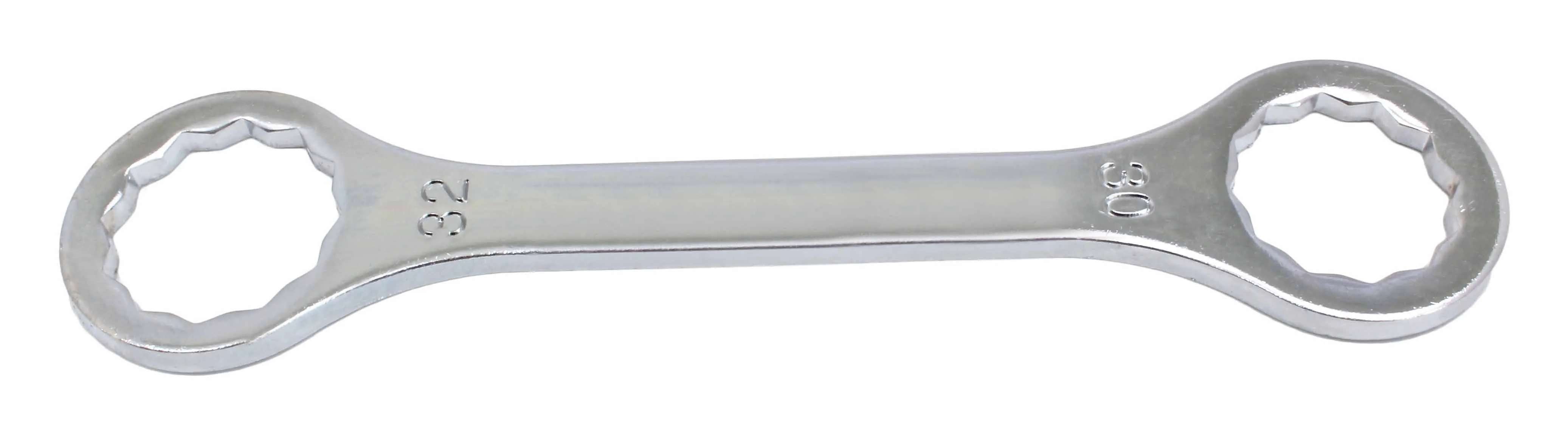 Flat top view of double box-end wrench showing both 30 and 32 size stamps and multi-point ring ends