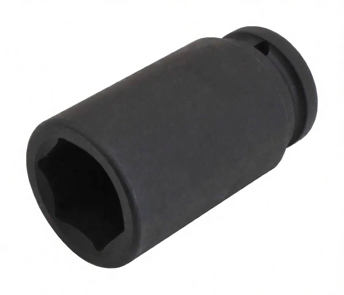 Rotated view of deep black impact socket showing 6-point hex opening and ASTA branding