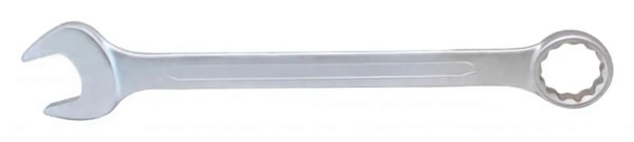 Angled shot of combination wrench highlighting 12‑point boxed end and open jaw, matte finish