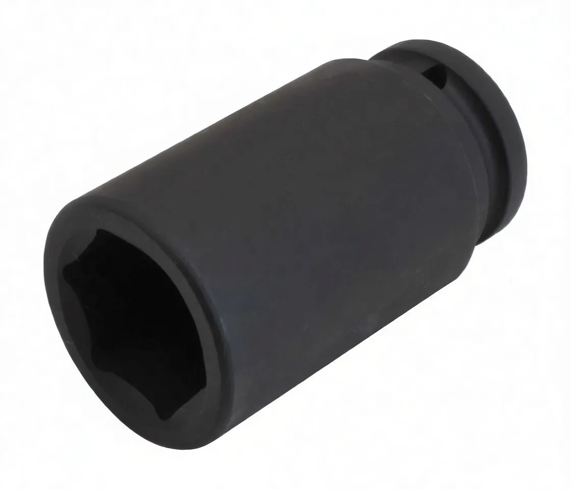 Top view into 6-point hex cavity of black deep impact socket with ASTA logo