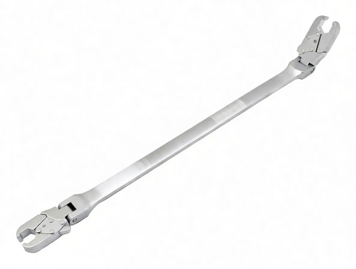 Wrench jaws fanned out around hinge showing many angular positions, like a flower