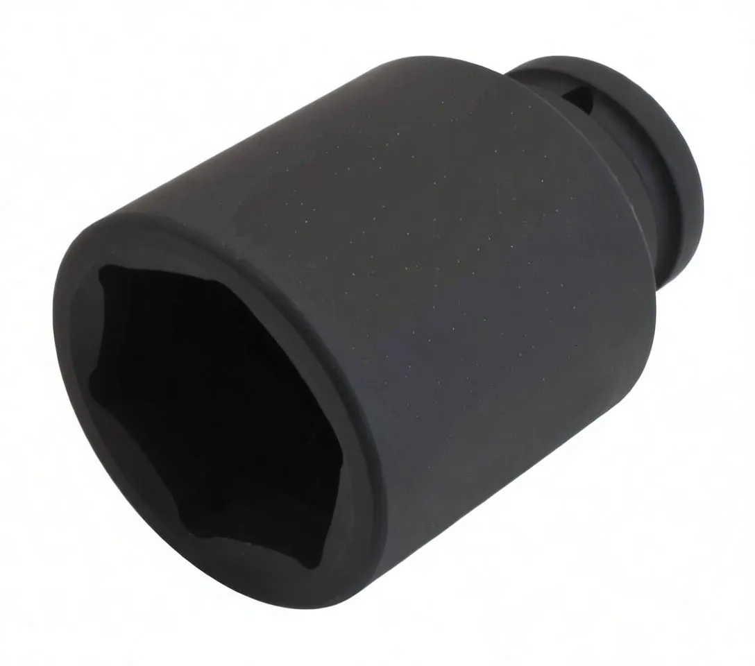 Top-down view into 6-point hex opening of black deep impact socket with ASTA logo visible on side