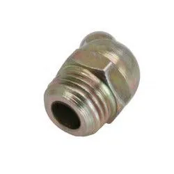 Short straight grease fitting or adapter with visible threaded end and hex flats