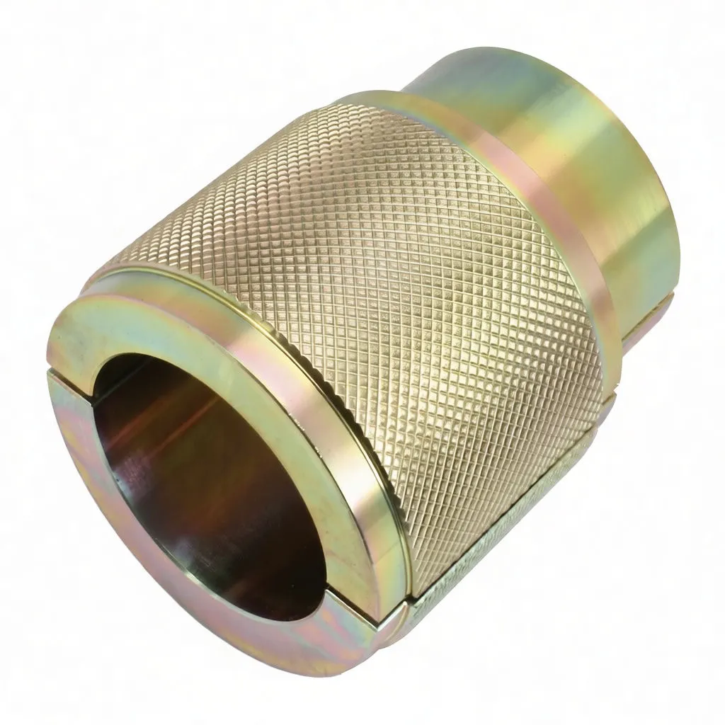 Top angled view of knurled metal fork seal driver with ASTA marking and visible model code