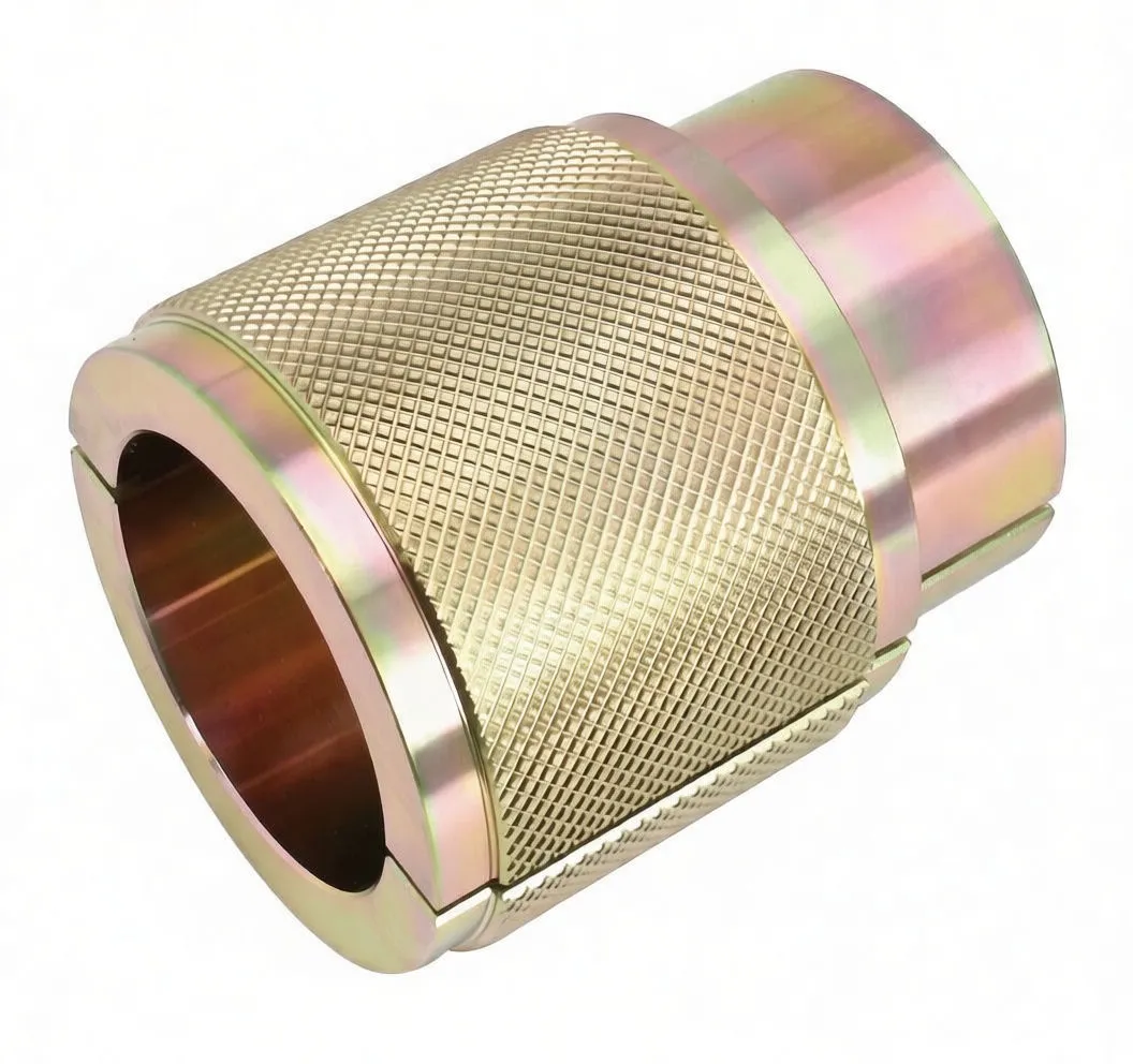 Oblique view of knurled two-piece seal driver with stamped '46-47' size marking and printed brand text