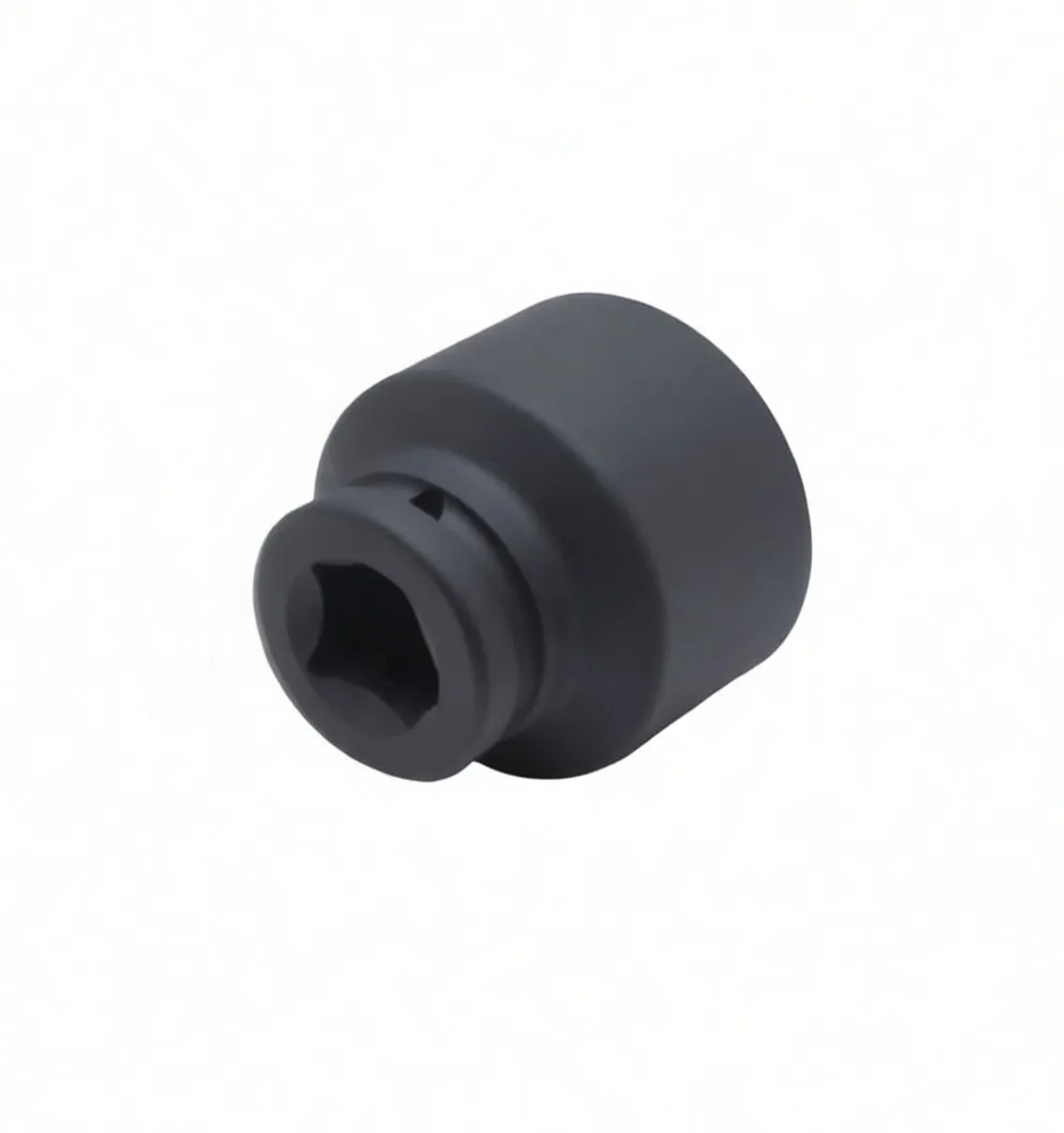 Rear angled view of black impact socket showing square drive recess, retaining groove and 'ASTA 46mm' marking