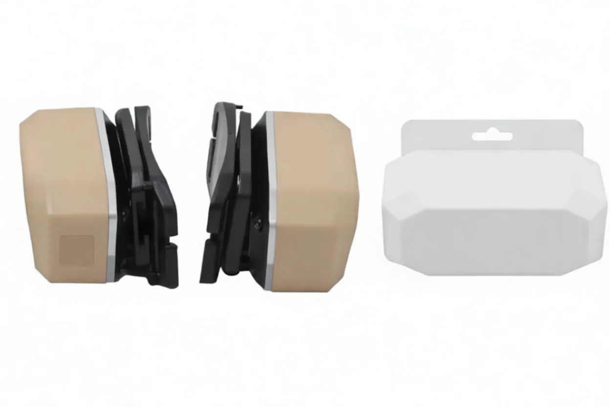 Front-on view of headlamp on cap, showing round lens, COB panel, A-GAL567 marking and top buttons