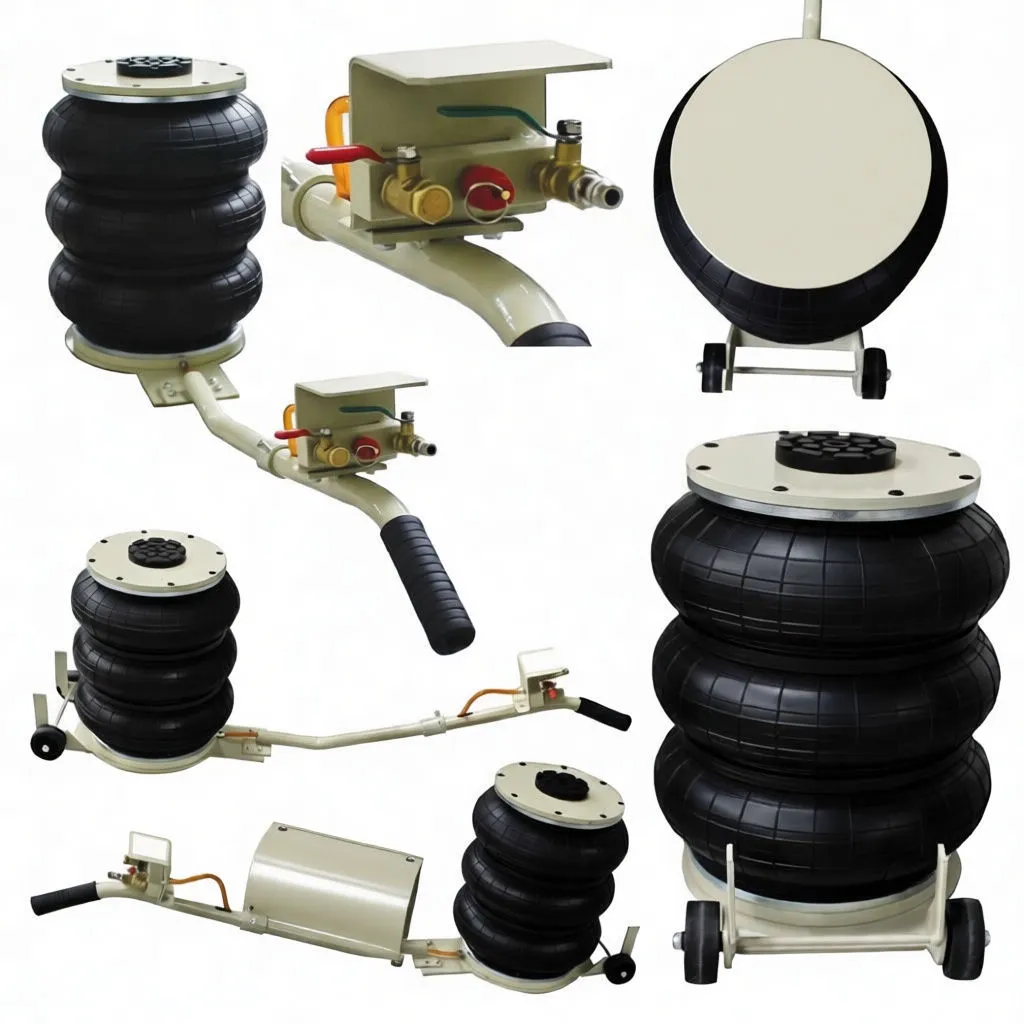 Overhead angled view of top plate and rubber pad, with visible bolts and bellows profile.