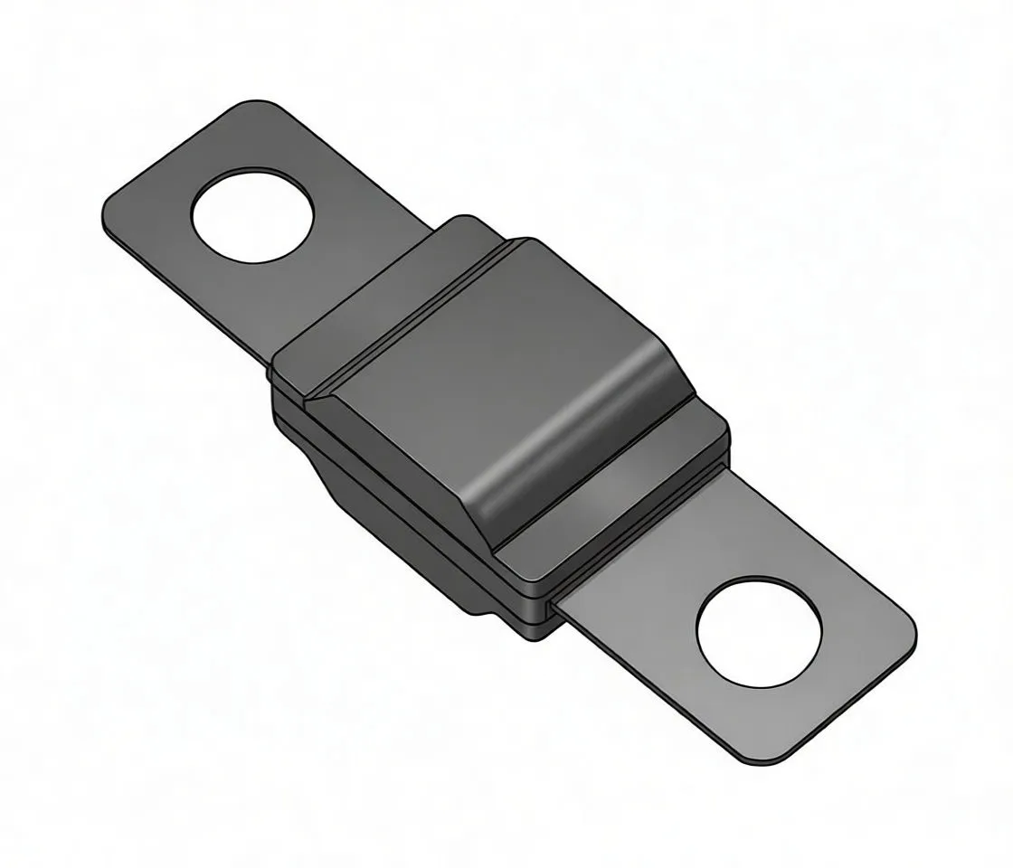 Dimensional technical drawing of the 50A midi fuse showing overall length 40 mm, center 30 mm, hole Ø5.3 mm and height 8.2 mm with the '50' marking